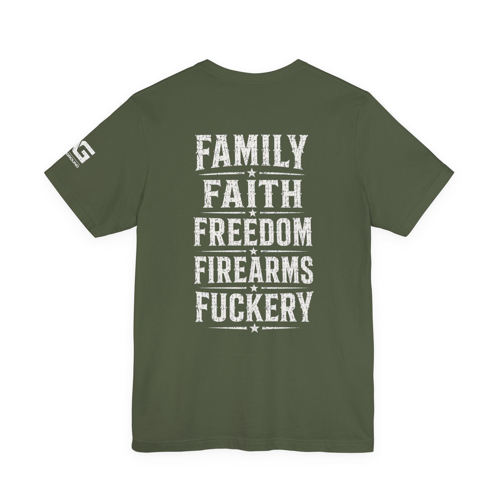 Liberty 1776 Tee - "Family Faith Freedom Firearms" Patriotic T-Shirt