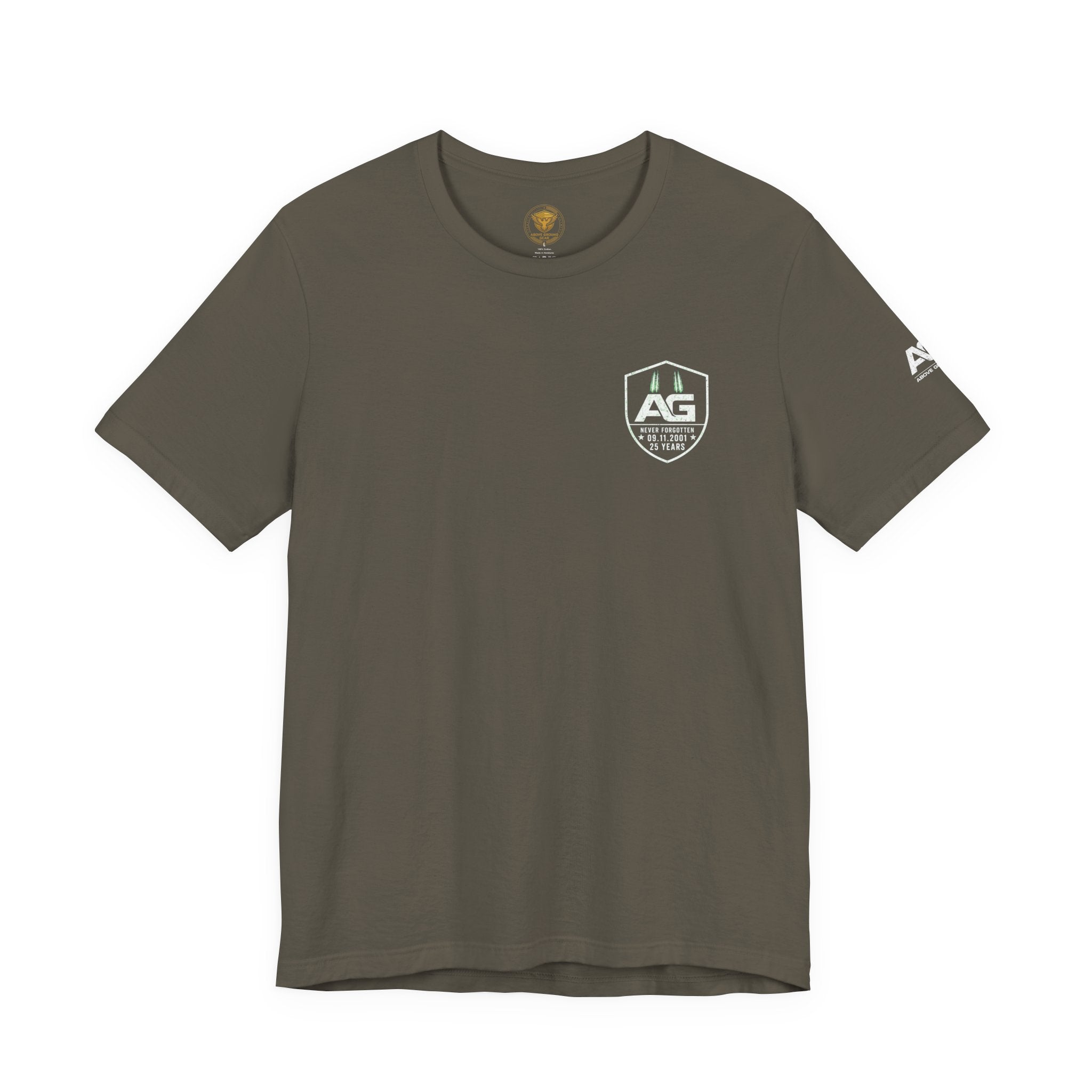 9/11 Memorial T-Shirt — "Never Forgotten 25 Years" American Flag Tribute Tee
