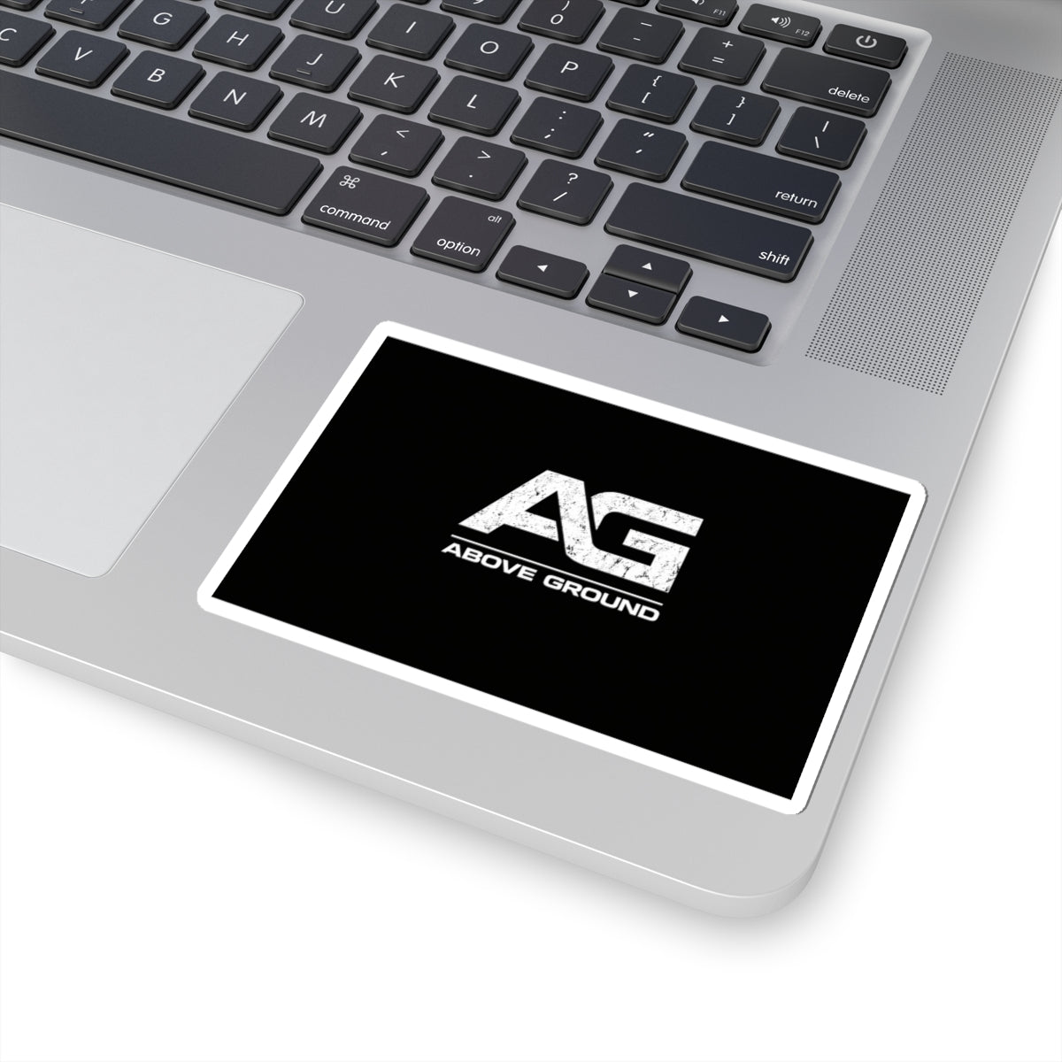 Above Ground AG Logo Sticker — Kiss-Cut Black Vinyl Laptop Decal