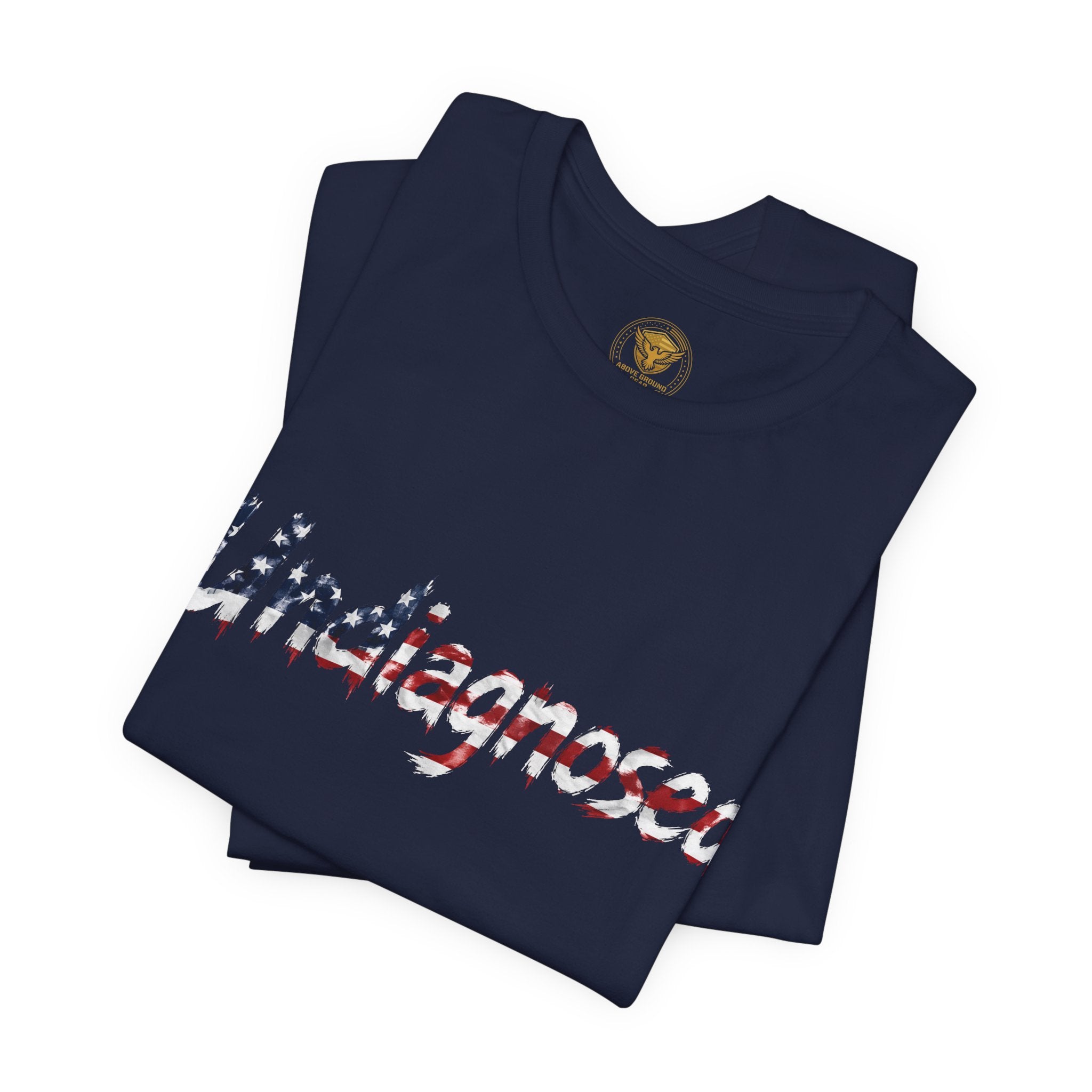 Undiagnosed T‑Shirt — Patriotic American Flag Script Tee