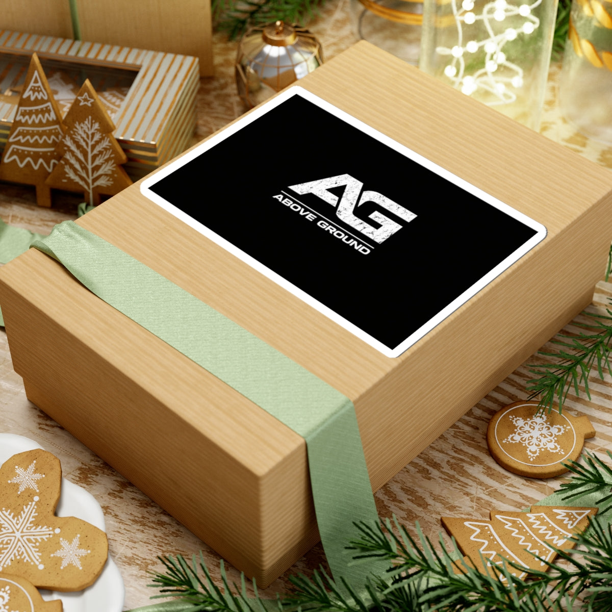 Above Ground AG Logo Sticker — Kiss-Cut Black Vinyl Laptop Decal