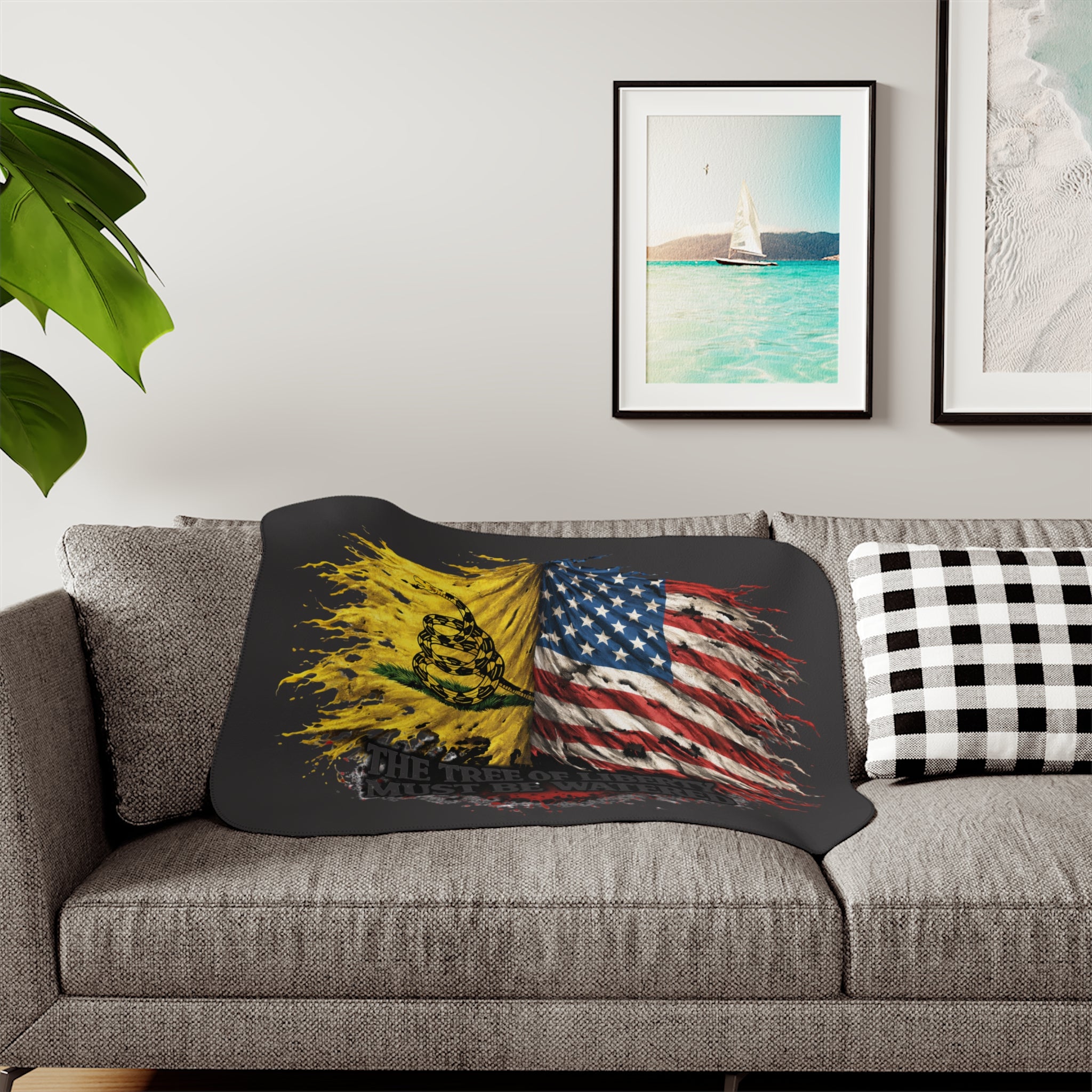 Sherpa Blanket —  "The Tree of Liberty Must Be Watered" Patriotic Throw