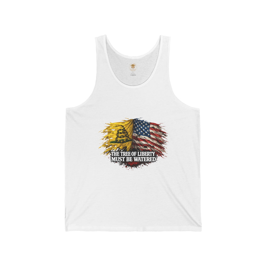 Liberty Flag Tank Top — "The Tree of Liberty Must Be Watered" Patriotic Graphic Tank