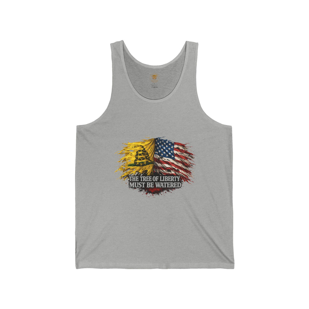 Liberty Flag Tank Top — "The Tree of Liberty Must Be Watered" Patriotic Graphic Tank