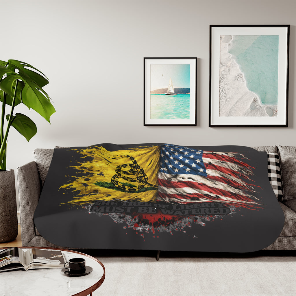 Sherpa Blanket —  "The Tree of Liberty Must Be Watered" Patriotic Throw