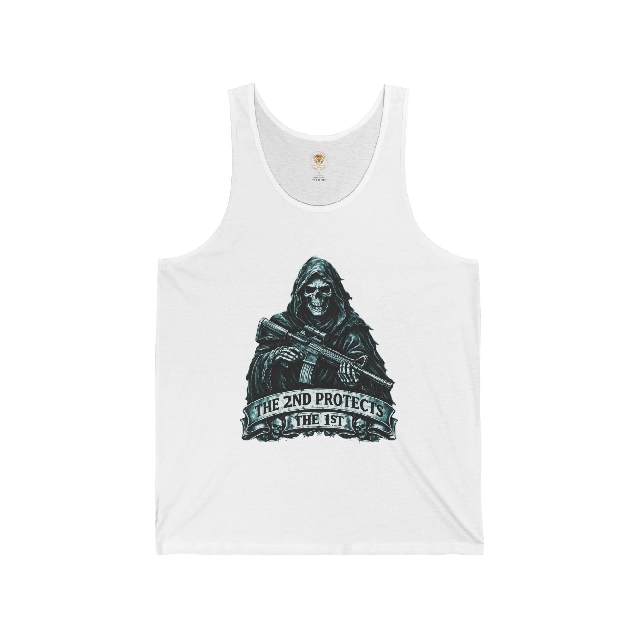 2nd Protects 1st Tank Top — Tactical Skeleton Rifle Graphic Tank