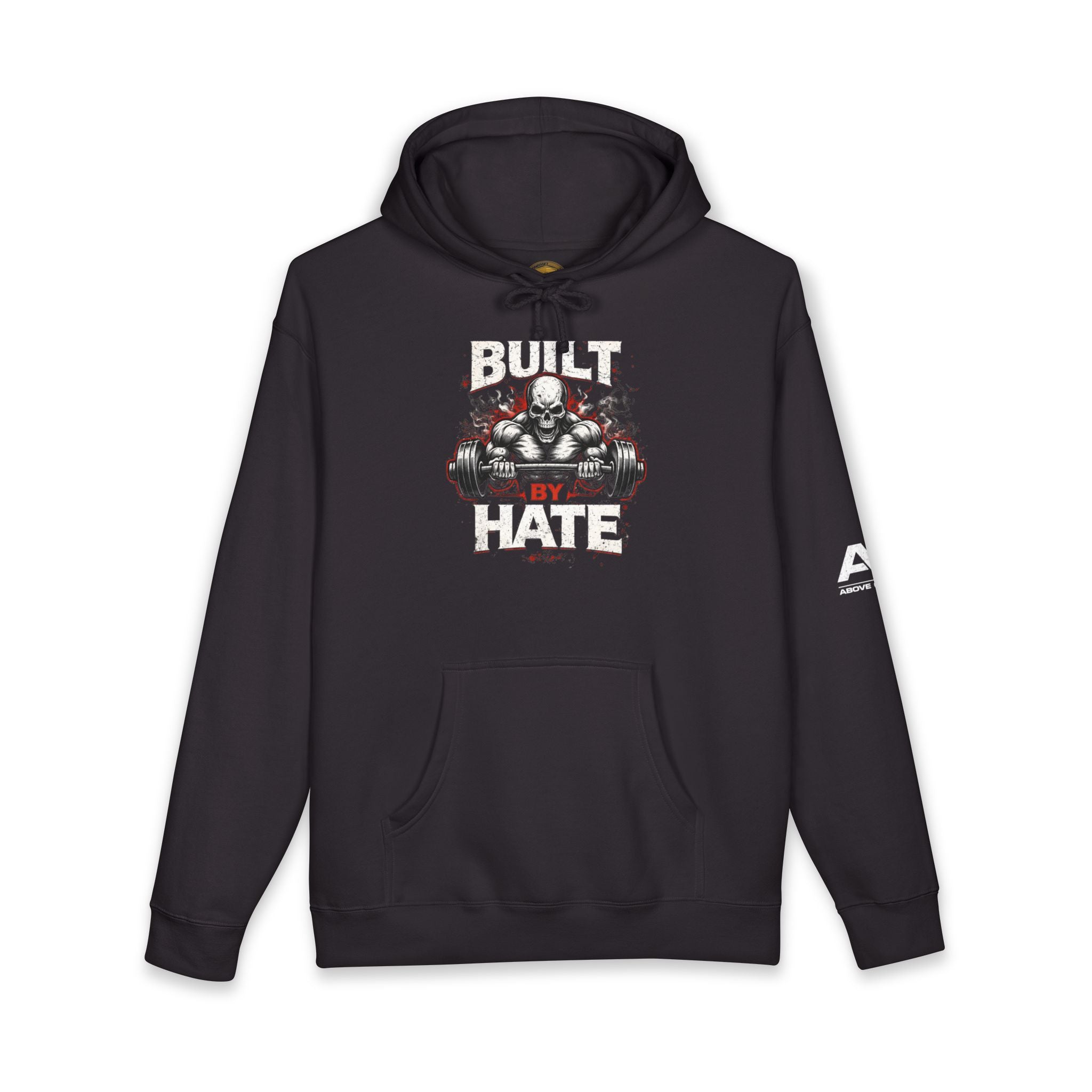 Built Not By Hate Camo Hoodie — Skull & Barbell Fitness Pullover