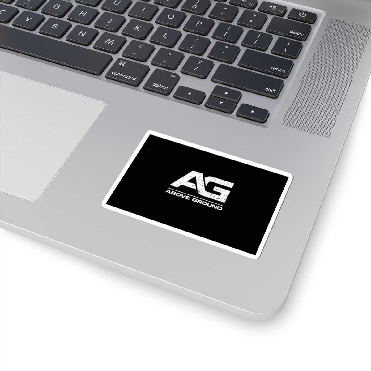 Above Ground AG Logo Sticker — Kiss-Cut Black Vinyl Laptop Decal