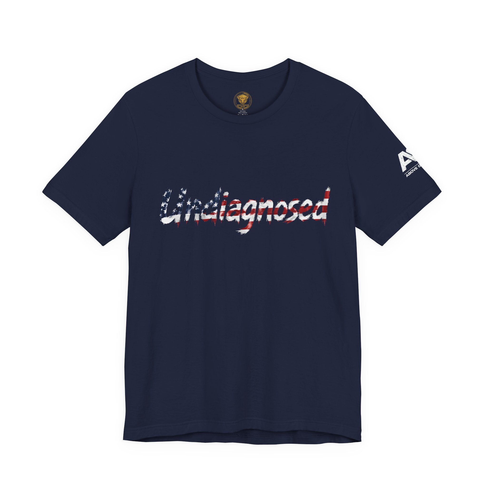 Undiagnosed T‑Shirt — Patriotic American Flag Script Tee