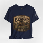 Beaver Taxidermy T‑Shirt — "Buck's Beaver Taxidermy: you duffern I'll stuff 'em" Rustic Hunting Tee