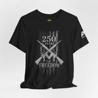 250 Years of Freedom Rifle Tee — Patriotic American Flag Shirt