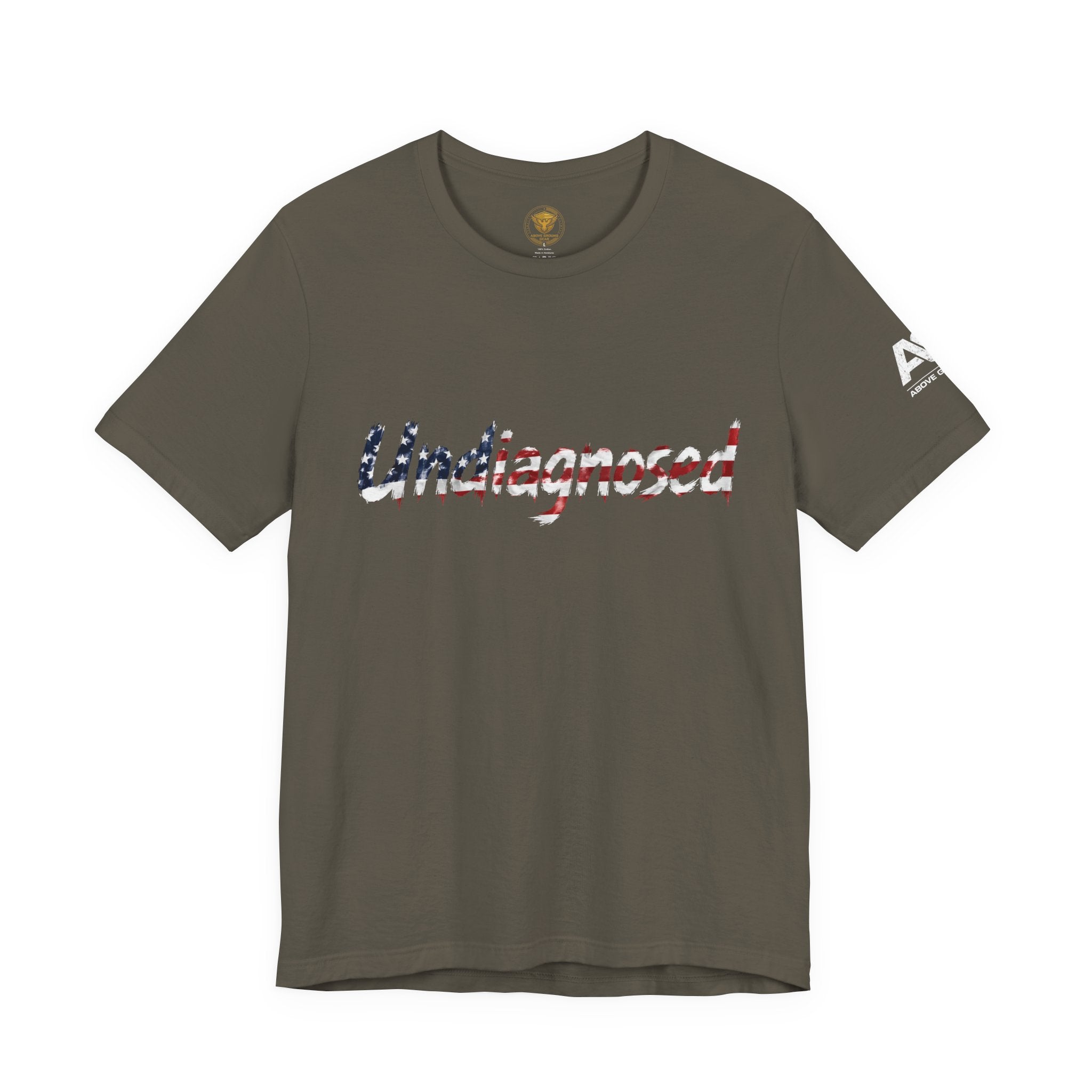 Undiagnosed T‑Shirt — Patriotic American Flag Script Tee