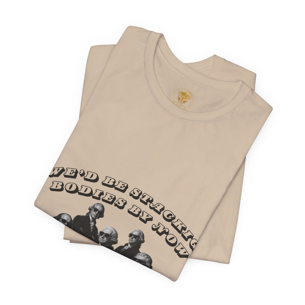 Graphic Tee — “Who Be Stacking Bodies?” Vintage Band Photo