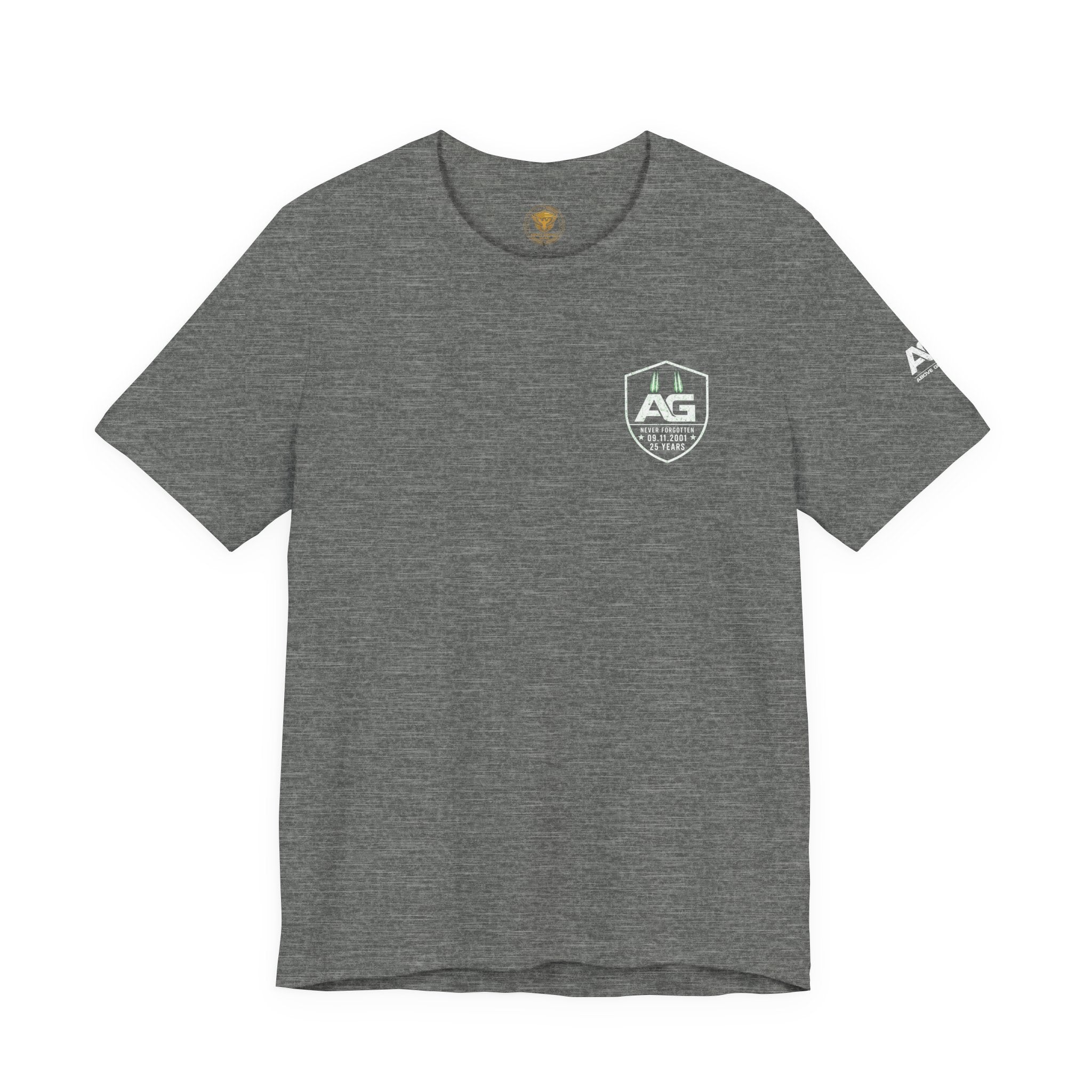 9/11 Memorial T-Shirt — "Never Forgotten 25 Years" American Flag Tribute Tee