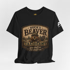 Beaver Taxidermy T‑Shirt — "Buck's Beaver Taxidermy: you duffern I'll stuff 'em" Rustic Hunting Tee