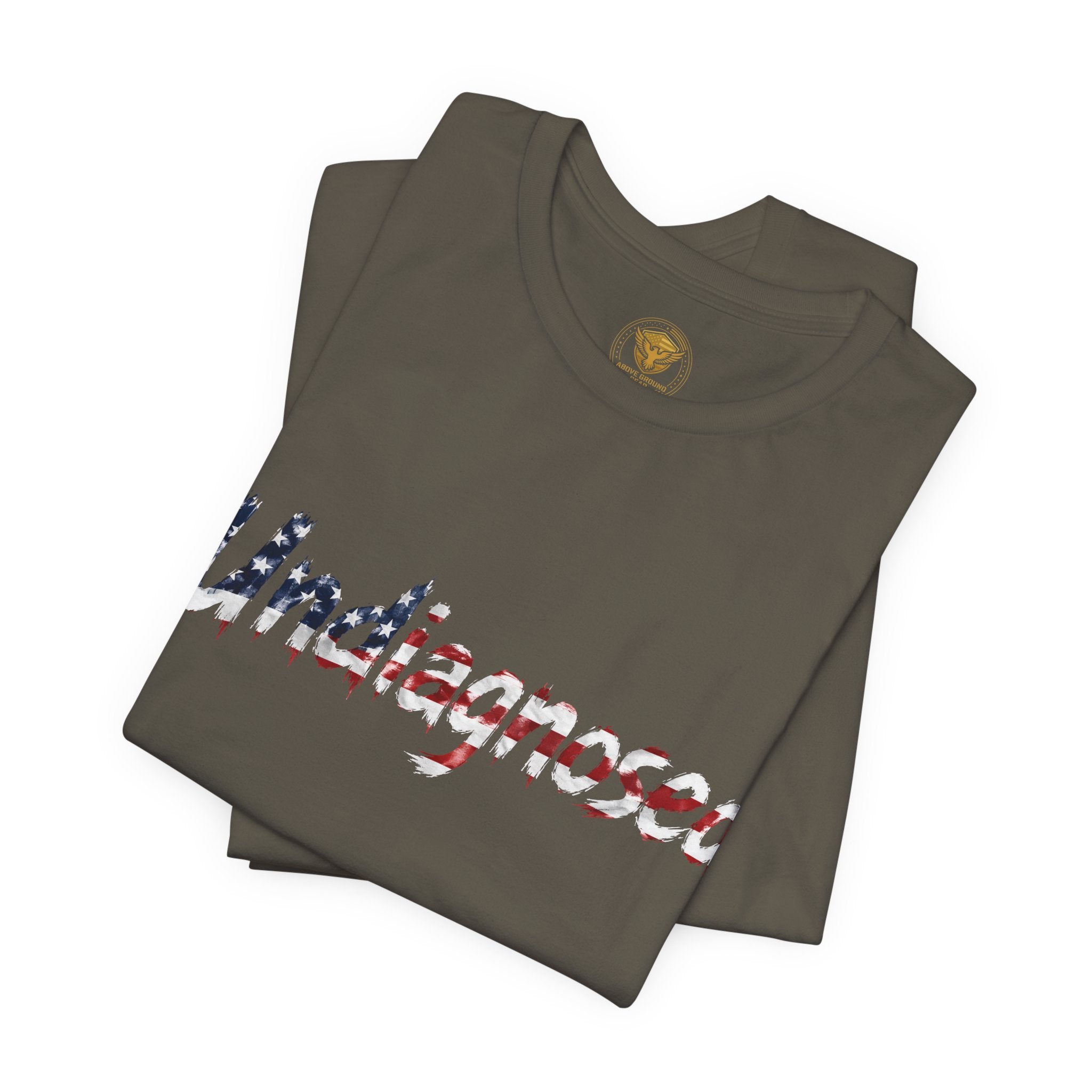 Undiagnosed T‑Shirt — Patriotic American Flag Script Tee