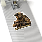 Hurry Up and Wait Military Sloth Sticker — Tactical Vinyl Kiss-Cut