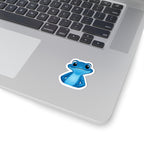 Blue Frog Kiss-Cut Sticker — Cute Cartoon Amphibian Laptop Decal