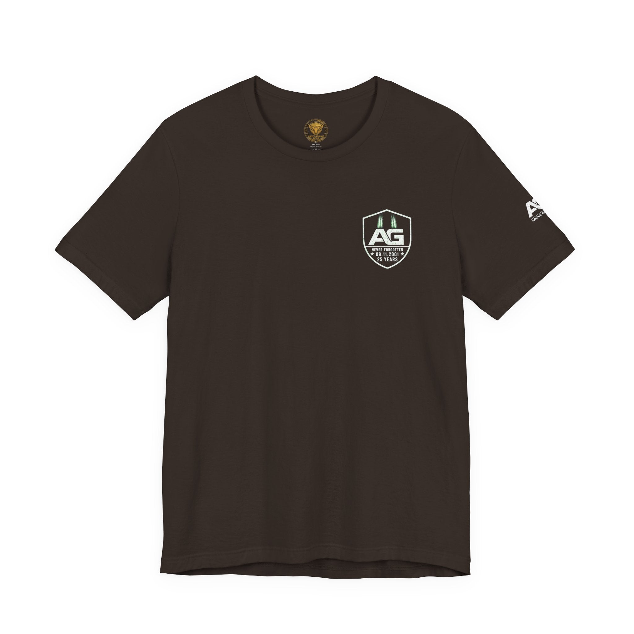 9/11 Memorial T-Shirt — "Never Forgotten 25 Years" American Flag Tribute Tee
