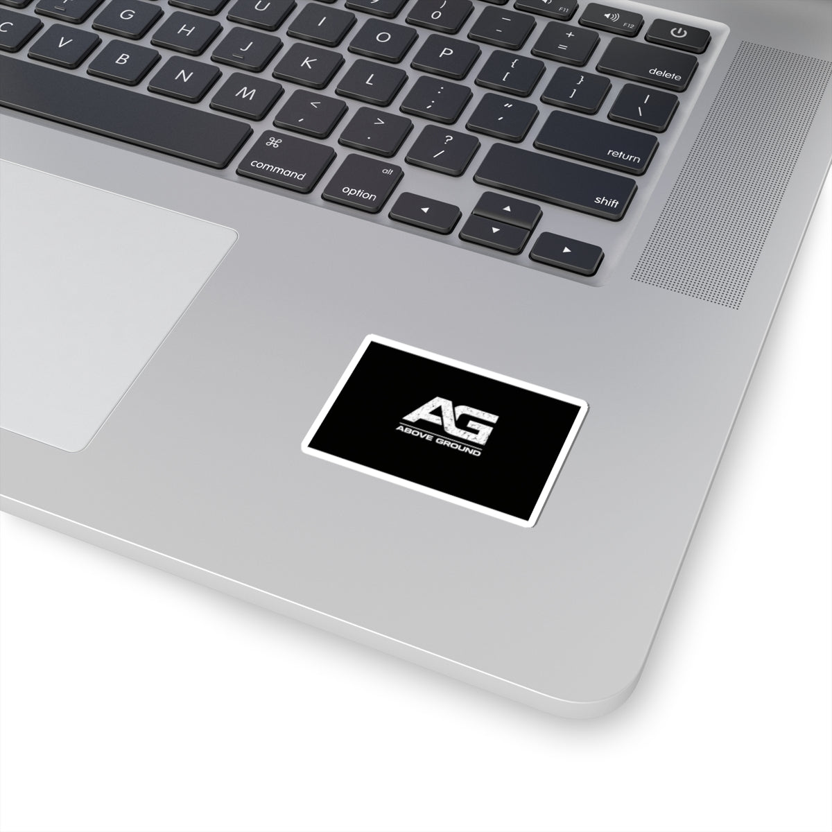 Above Ground AG Logo Sticker — Kiss-Cut Black Vinyl Laptop Decal