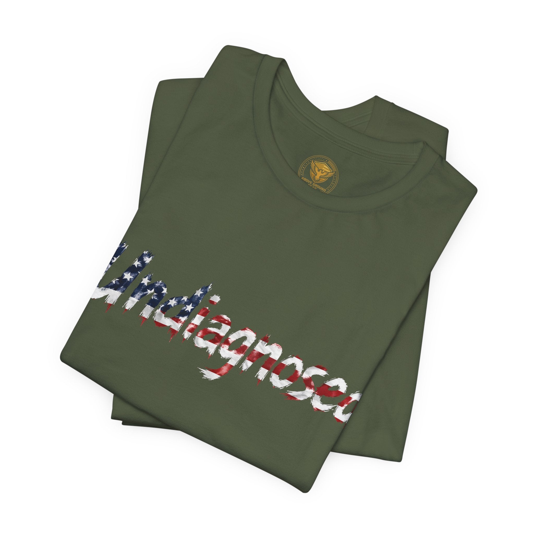 Undiagnosed T‑Shirt — Patriotic American Flag Script Tee