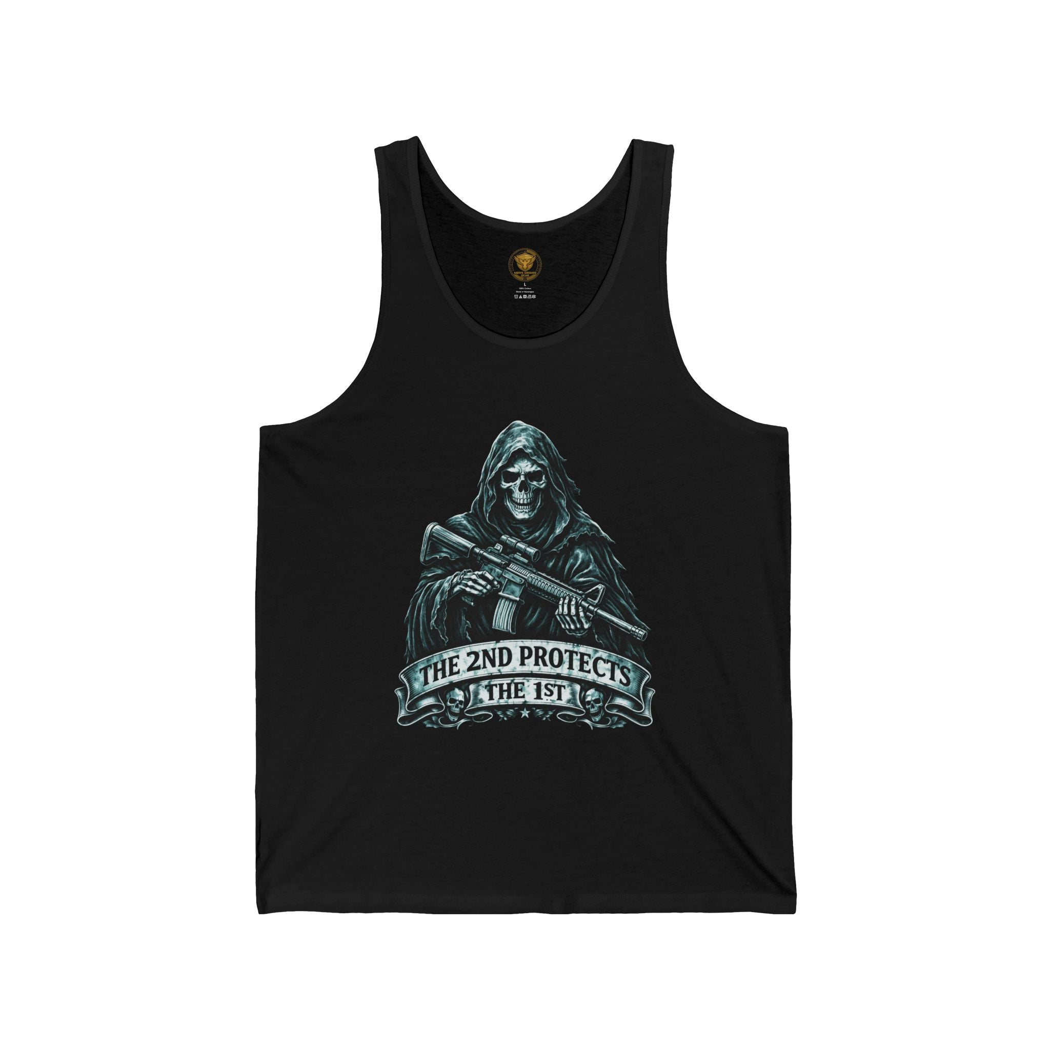 2nd Protects 1st Tank Top — Tactical Skeleton Rifle Graphic Tank