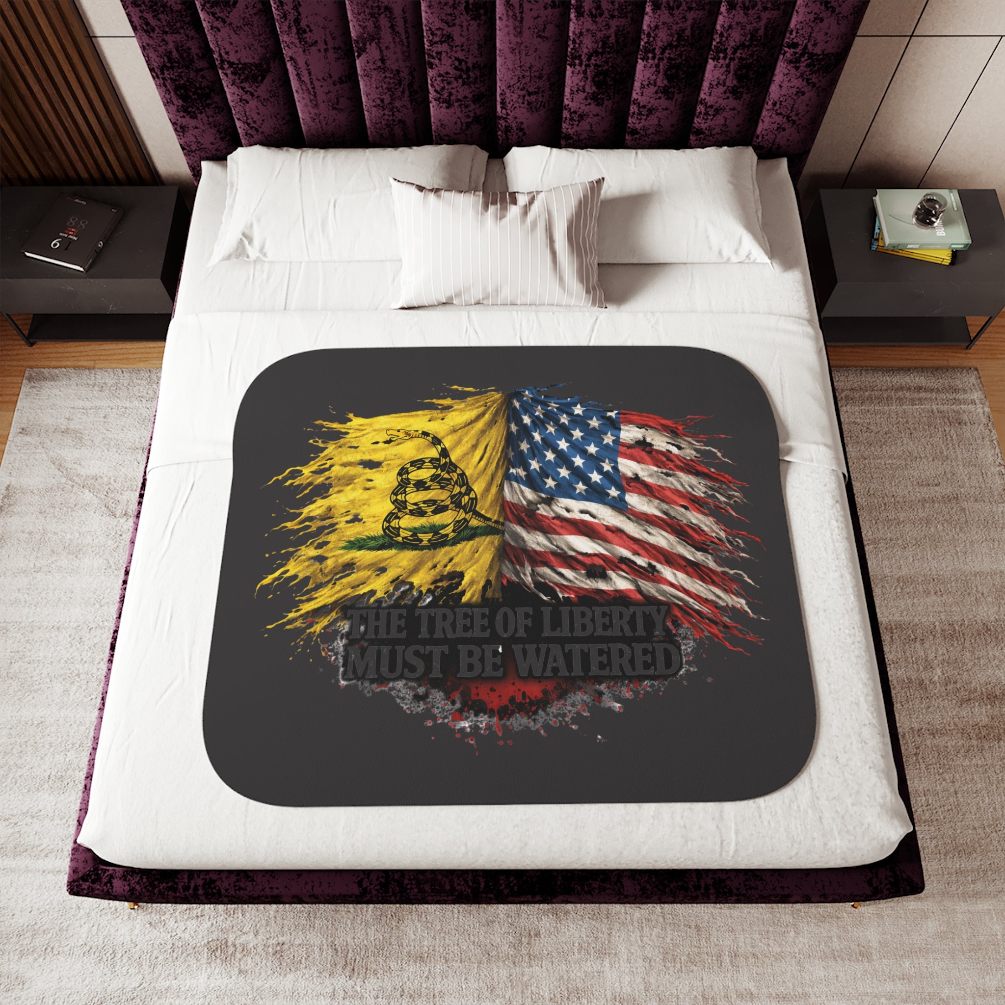 Sherpa Blanket —  "The Tree of Liberty Must Be Watered" Patriotic Throw