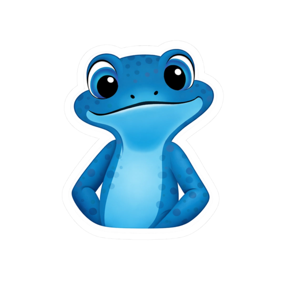Blue Frog Kiss-Cut Sticker — Cute Cartoon Amphibian Laptop Decal