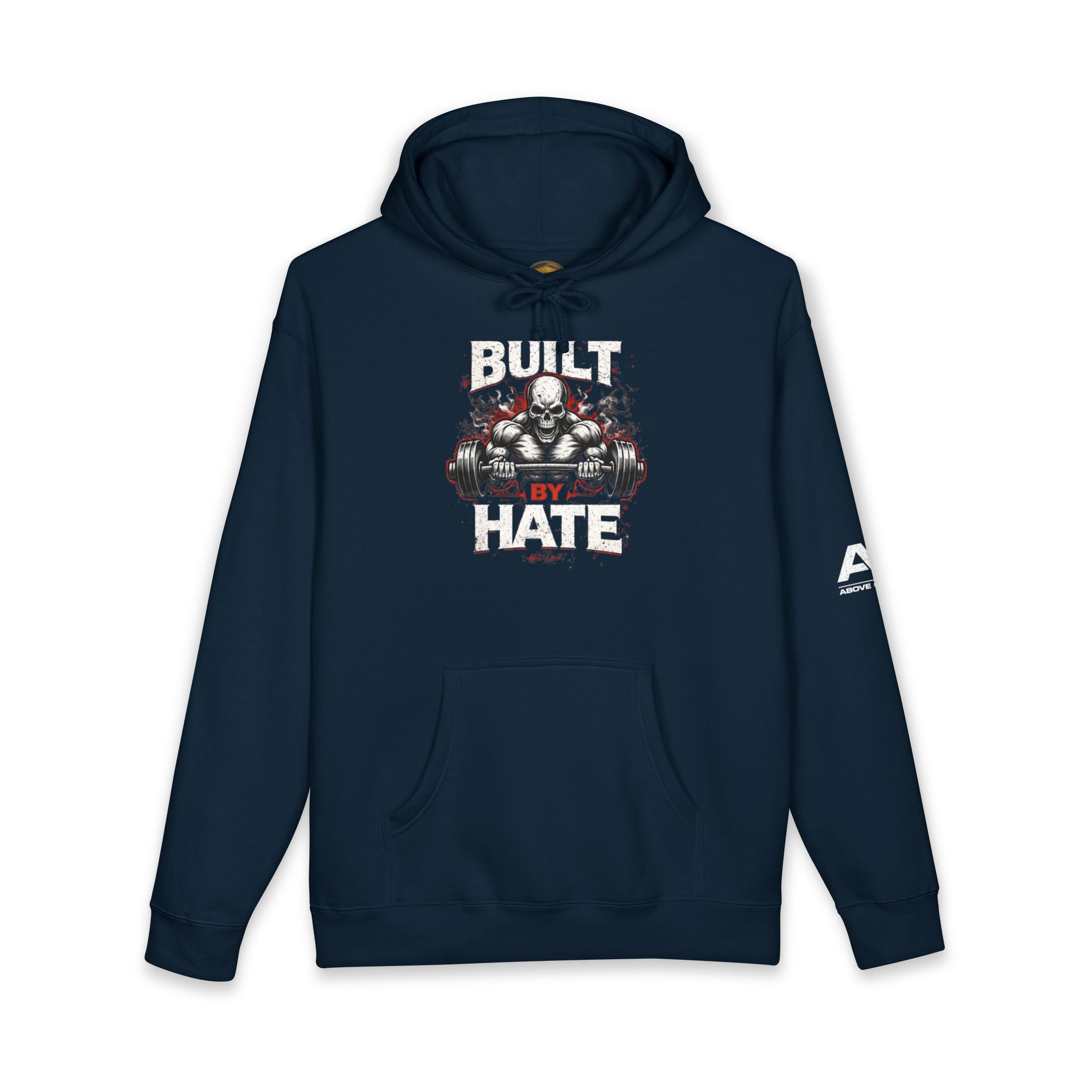 Built Not By Hate Camo Hoodie — Skull & Barbell Fitness Pullover
