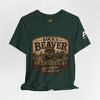 Beaver Taxidermy T‑Shirt — "Buck's Beaver Taxidermy: you duffern I'll stuff 'em" Rustic Hunting Tee