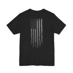 Distressed American Flag Tee — Vintage Black Patriotic T-Shirt