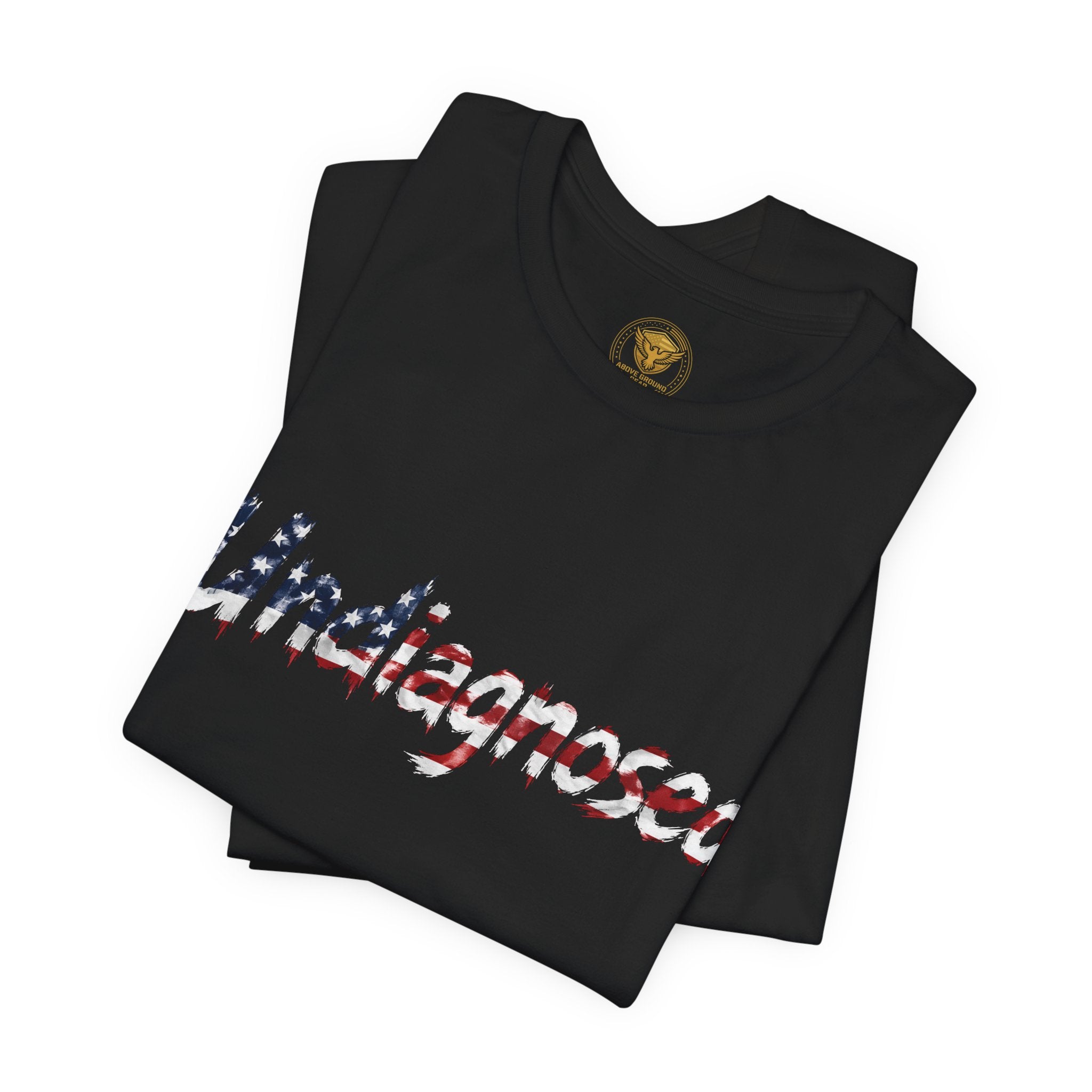 Undiagnosed T‑Shirt — Patriotic American Flag Script Tee